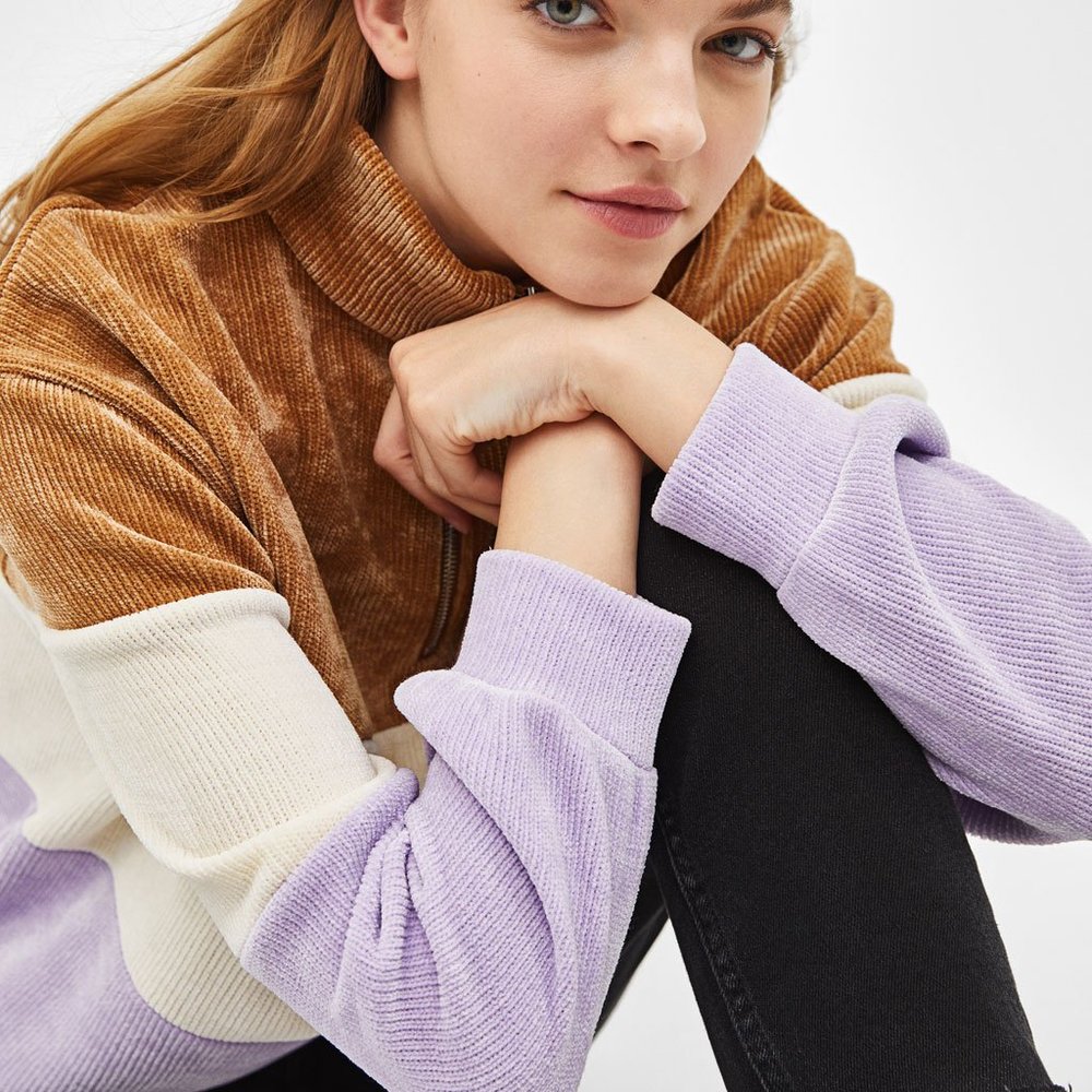 Adorable Tricolor Lilac & Cream Quarter Zip